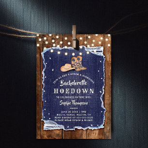 Invitation Denim Diamonds Western Rustic Hodown Bachelorette