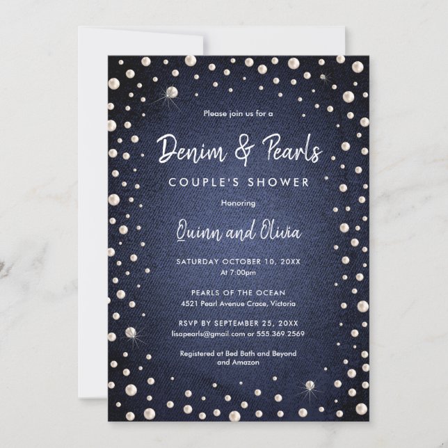 Invitation Denim et Perles (Devant)