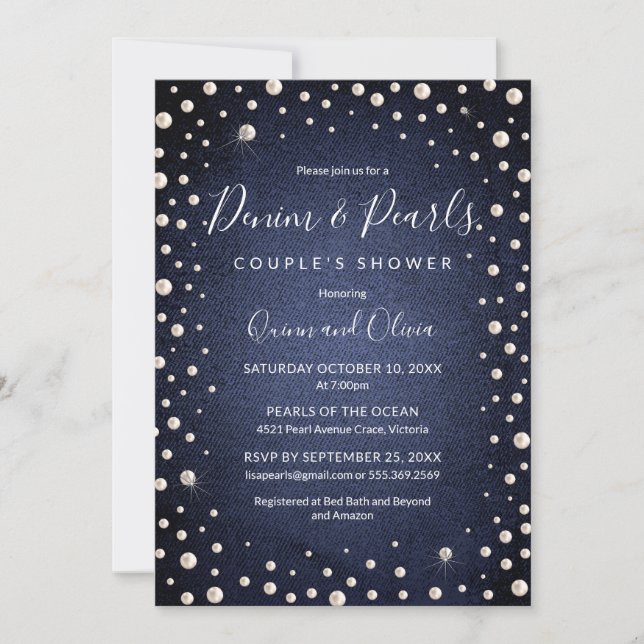 Invitation Denim et Perles (Devant)