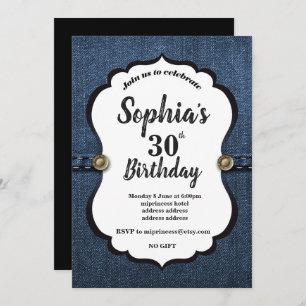 Invitation Denim, fête d'anniversaire