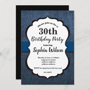 Invitation Denim, fête d'anniversaire