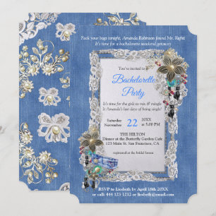 Invitation Denim Fleur texturée Dentelle et bijoux costume