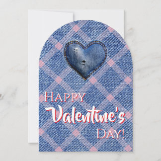 Invitation Denim Heart Valentine's Day Plaid Friendship