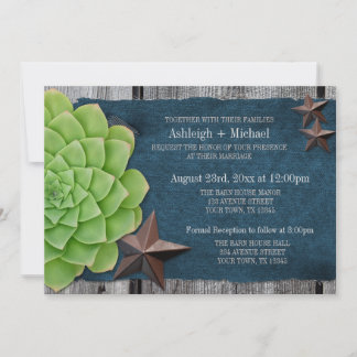 Invitation Denim & Rustic Stars Country Western Mariage