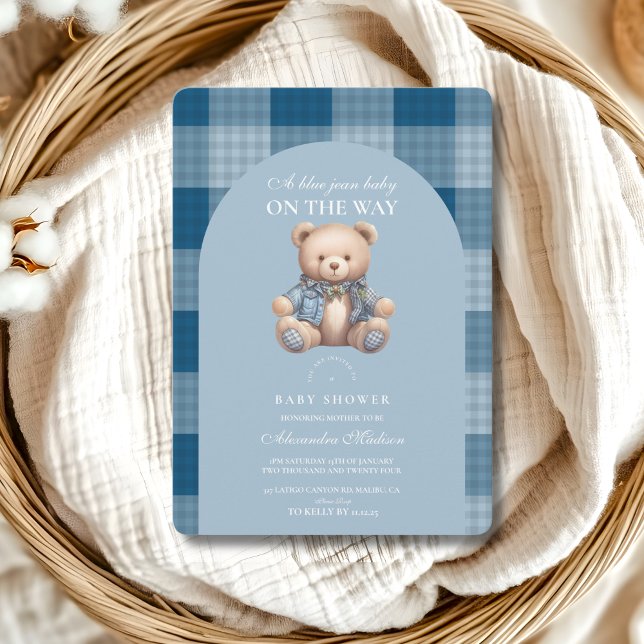 Invitation Denim Teddy Bear Baby shower (Créateur téléchargé)