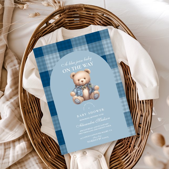 Invitation Denim Teddy Bear Baby shower (Créateur téléchargé)