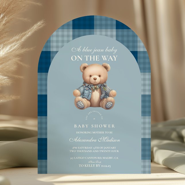 Invitation Denim Teddy Bear Baby shower (Créateur téléchargé)