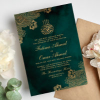 Dentelle à huile d'or Vert Mariage musulman musulm