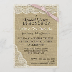 Invitation Dentelle antique et Fête des mariées à cou rose