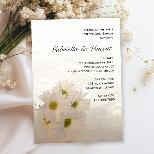 Invitation Dentelle blanche et marguerites Mariage Brunch