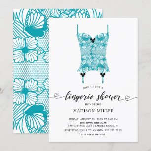 Invitation Dentelle bleu turquoise Corset Bridal Lingerie Dou