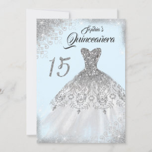Invitation Dentelle d'argent clair Gown Diamond Quinceanera