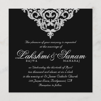 Invitation Dentelle d'argent d'étincelle de diamant