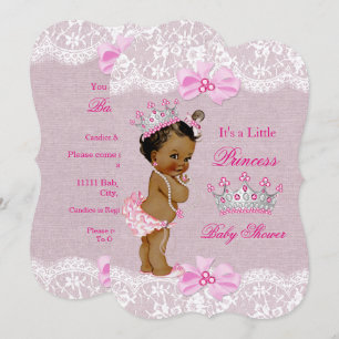 Invitation Dentelle de Baby shower de princesse ethnique rose
