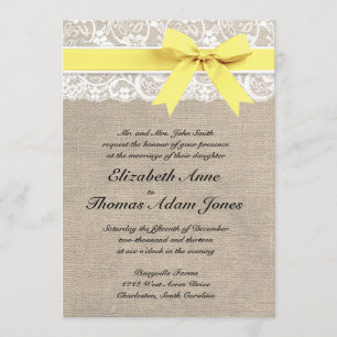 Invitation Dentelle de Burlap Russe Jaune