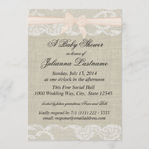 Invitation Dentelle de campagne et burlap avec douche à cou r