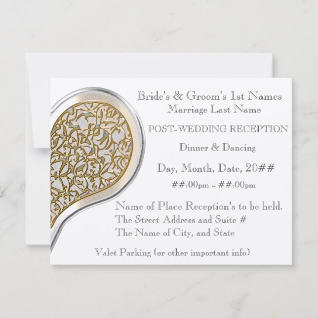 Invitation Dentelle De Champagne (Réception D'Après-Mariage M (Devant)