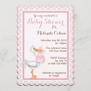 Invitation Dentelle de cigogne et d'oeillet