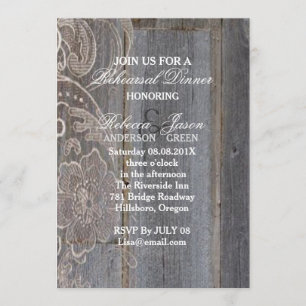 Invitation dentelle de grange wood western country rehearer d