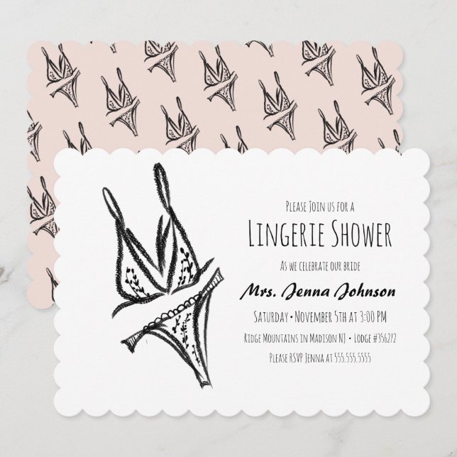 Invitation Dentelle de la Fête des mariées de lingerie de la  (Devant / Derrière)