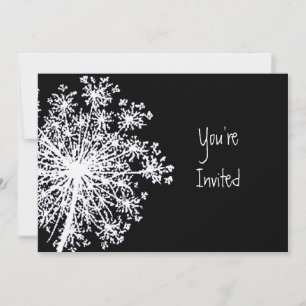 Invitation Dentelle de la Reine Anne Fleur Noir Blanc Classiq