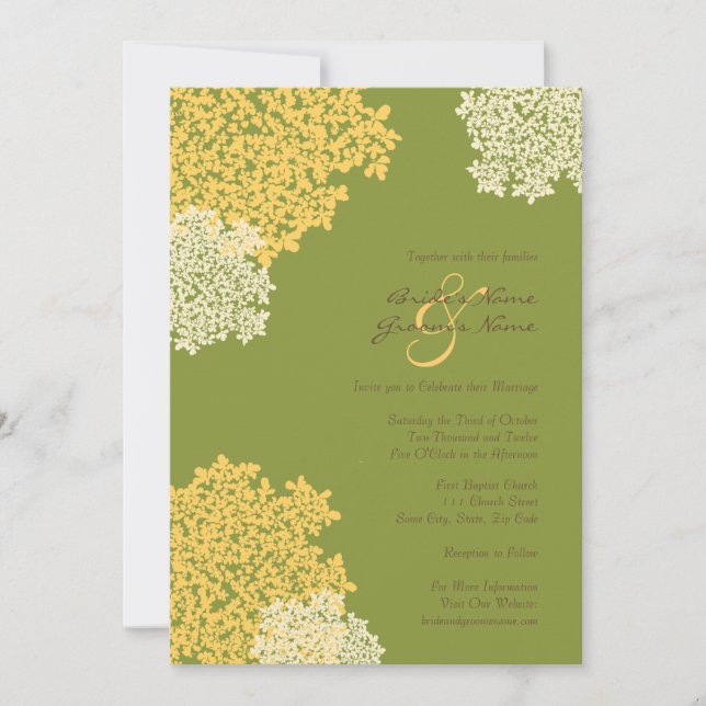 Invitation Dentelle de la reine verte et jaune (Devant)