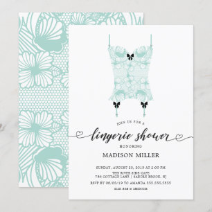 Invitation Dentelle de Mint Corset Bridal Lingerie Douche