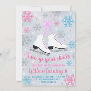Invitation Dentelle de patinage de glace sur vos patins fille