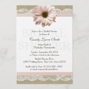 Invitation Dentelle de pays Blush Daisy