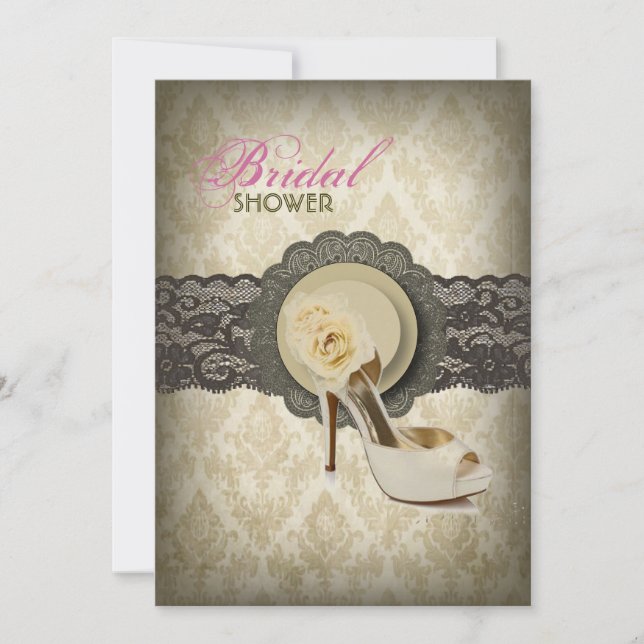 Invitation Dentelle de pays damassé fleuri Fête des mariées v (Devant)