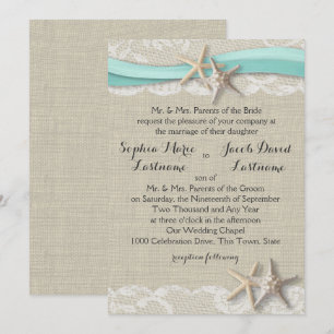 Invitation Dentelle de poisson et ruban