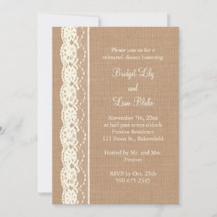 Invitation Dentelle d'ivoire Vintage et Med. Dîner de répétit