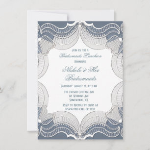 Invitation Dentelle Élégante Sur Bleu Mariage Bachelorette Pa