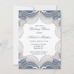 Invitation Dentelle Élégante Sur Wedding shower Bleu Gradient