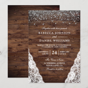 Invitation Dentelle en bois Brown foncé rustique