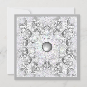 Invitation Dentelle en céramique grise et flocon de neige