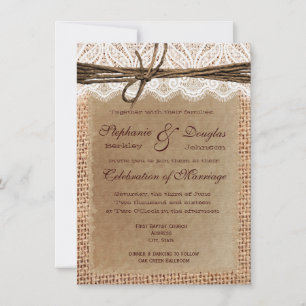Invitation Dentelle en papier rustique Burlap Imprimer Invita