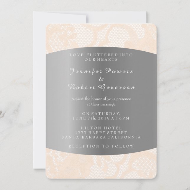 Invitation Dentelle en poudre de broche Mariage Royal Invitat (Devant)