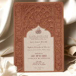 Invitation Dentelle en terre cuite chaude Mariage traditionne<br><div class="desc">Ce faire-part de mariage magnifiquement ouvragé témoigne de la splendeur de l'art islamique traditionnel, avec une couleur chaudes en terre cuite qui dégage un charme rustique. Le motif en dentelle élaboré, avec ses fleurs entrelacées et ses motifs arabesques, orne à la fois l'avant et l'arrière de l'invitation, captant l'oeil avec...</div>