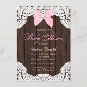 Invitation Dentelle et Baby shower en bois