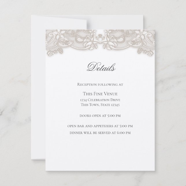 Invitation Dentelle florale victorienne sur Mariage de design (Devant)