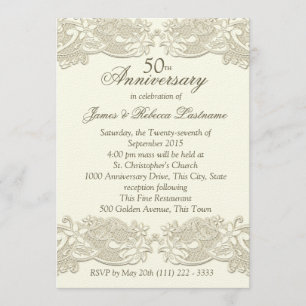 Invitation Dentelle florale vintage 50e anniversaire