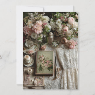 Invitation Dentelle jardin Thé après-midi | Charme floral