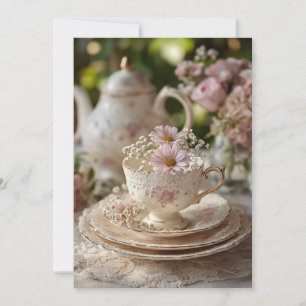 Invitation Dentelle jardin Thé après-midi Fleurs du jardin