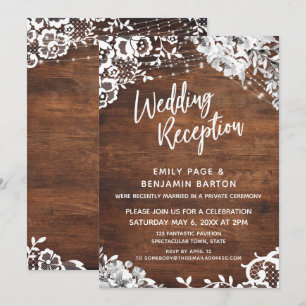 Invitation Dentelle, lumières et fleurs sur une réception de