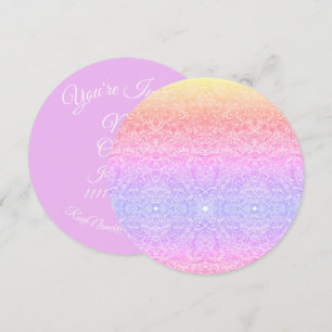 Invitation Dentelle motif dégradé rose or violet