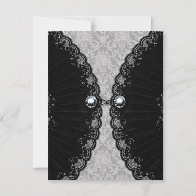 Invitation Dentelle noire et Diamant Look Goth Mariage (Devant)