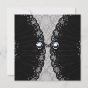 Invitation Dentelle noire et Diamant Look Goth Mariage
