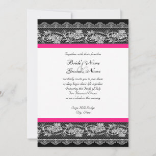 Invitation Dentelle noire rose