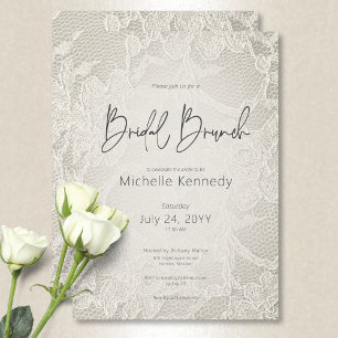 Invitation Dentelle nuptiale moderne ivoire Brunch nuptial